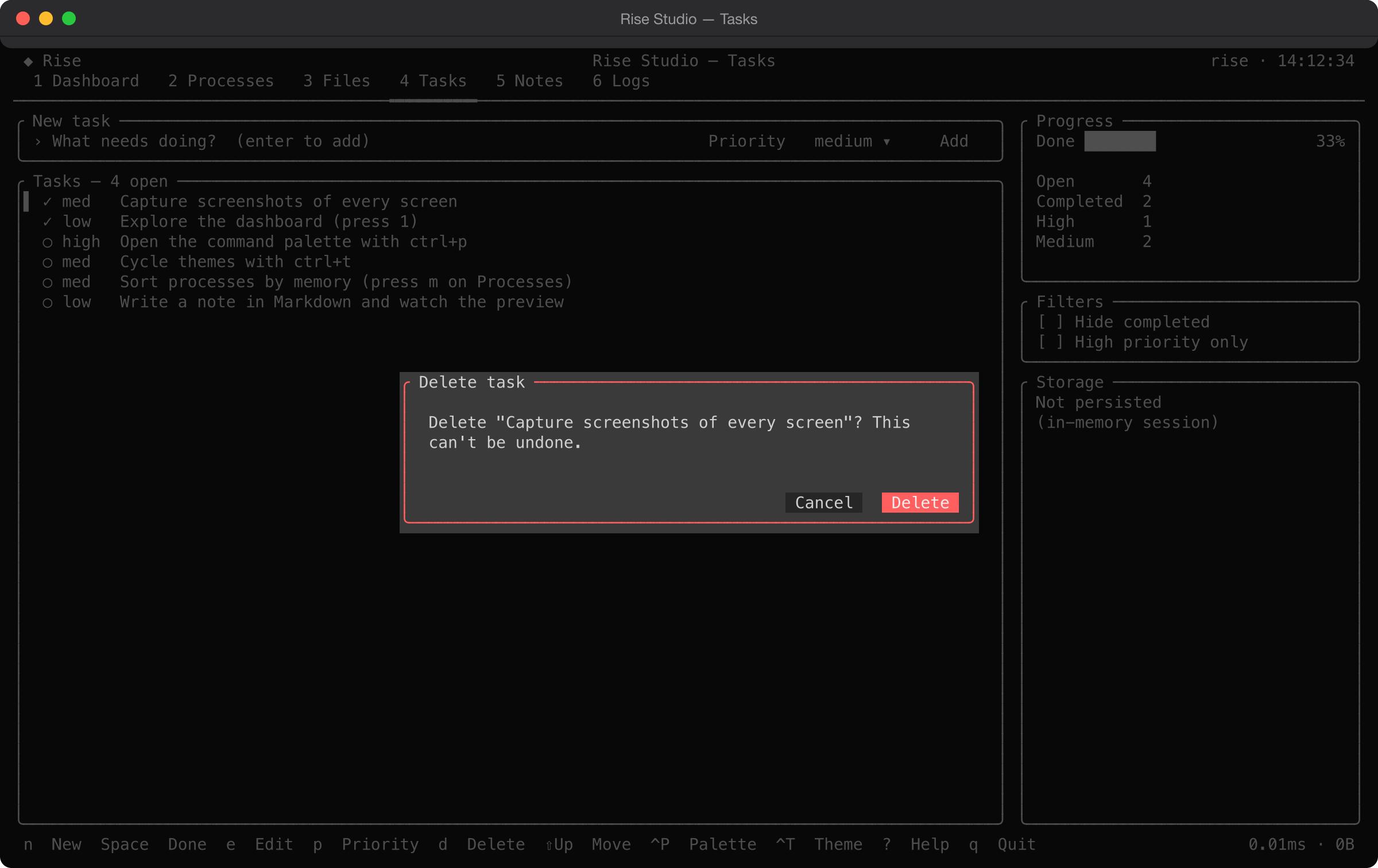 The delete-confirmation dialog: 