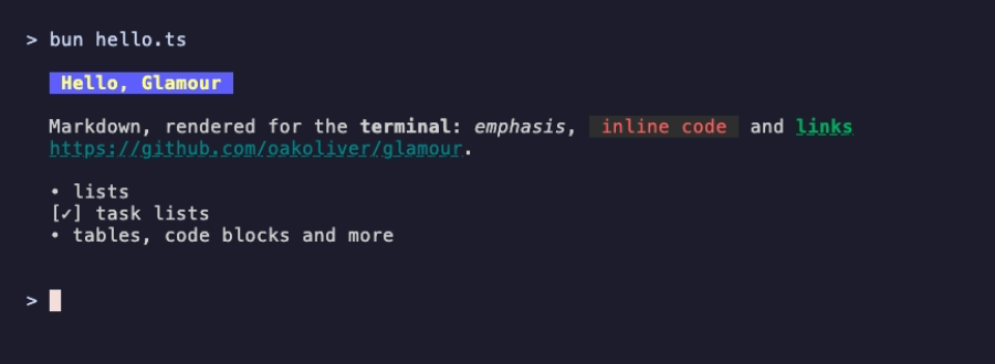 The rendered output: 