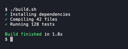 The build output in the Dracula theme